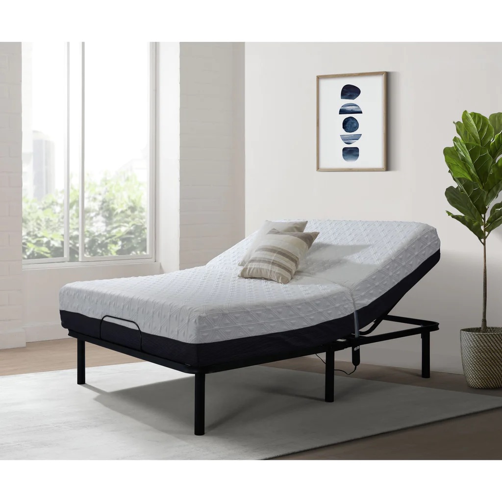 12 INCH ASHLEY HYBRID QUEEN MATTRESS WITH FREE ADJUSTABLE BASE