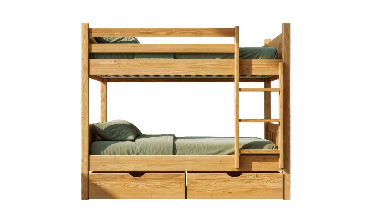 A storage bunk bed