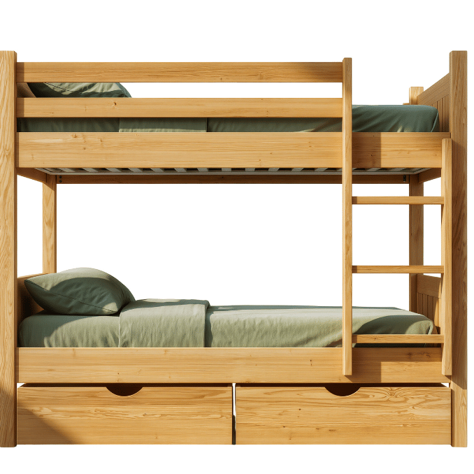 A storage bunk bed
