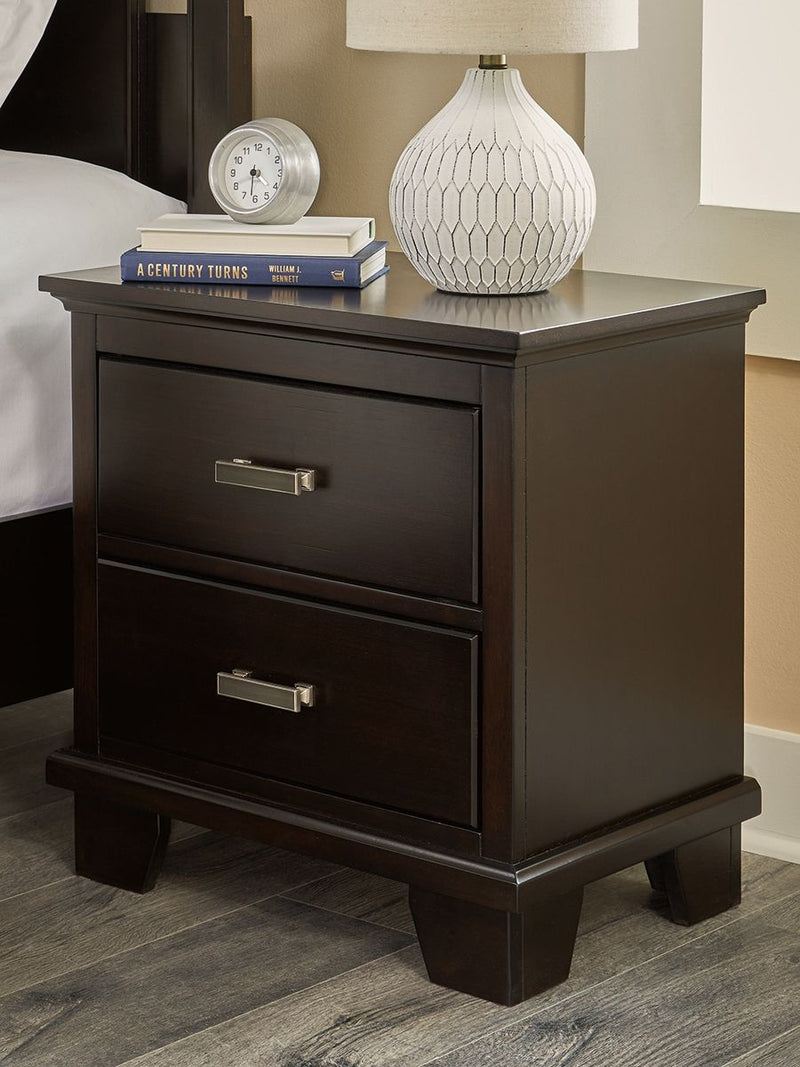 Covetown - Two Drawer Night Stand - Dark Brown