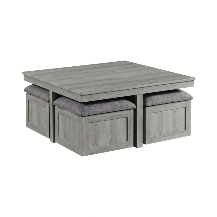 Uster Coffee Table W/Four storage Stools Grey