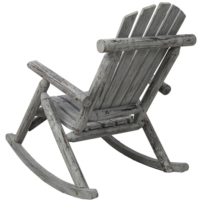 Durable Wooden Porch Rocker, Fir Log Rocking Chair