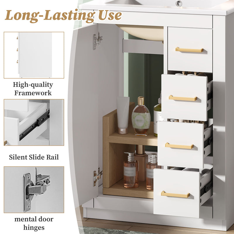 Modern Bathroom Vanity With 1 Door And 3 Drawers