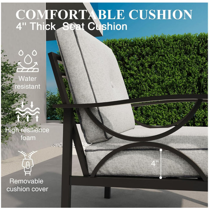 All-Weather Armchairs With Cushions, Modern Sculptural Design (Set of 2)