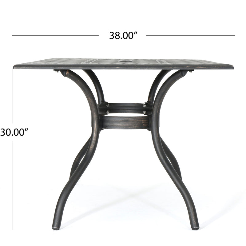 Enchantia - Outdoor Rectangular Dining Table With Weave Tabletop And Flared Legs - Copper