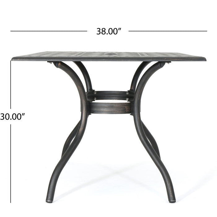 Enchantia - Outdoor Rectangular Dining Table With Weave Tabletop And Flared Legs - Copper