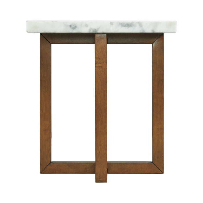 Morris End Table in Espresso W/White Marble Top (3A Packing)