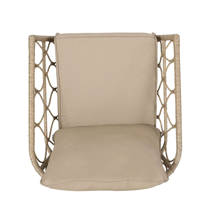 Bruce - Outdoor Club Chair Set With Water Resistant Cushions Rattan And Iron - Brown