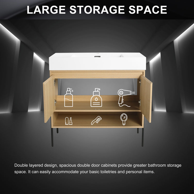 Modern Bathroom Vanity Combo With Single Resin Sink And Storage Cabinet