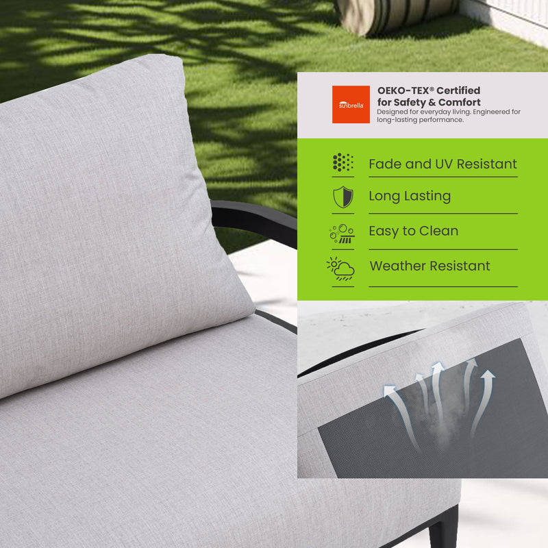 Outdoor Patio Furniture, Chat Set, Sunbrella Cushions And Side Table