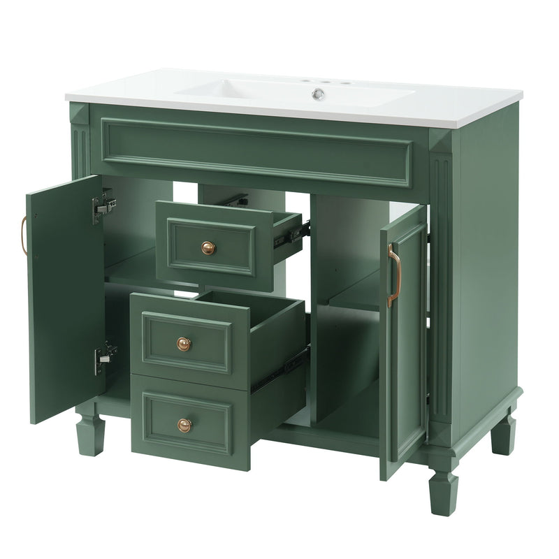 Bathroom Vanity With Top Sink, Cabinet With 2 Soft Closing Doors And Drawers