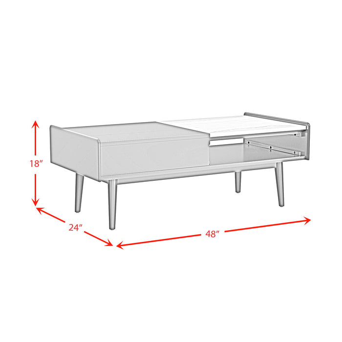 Lanette - Coffee Table With White Marble And Lift-Top - Black