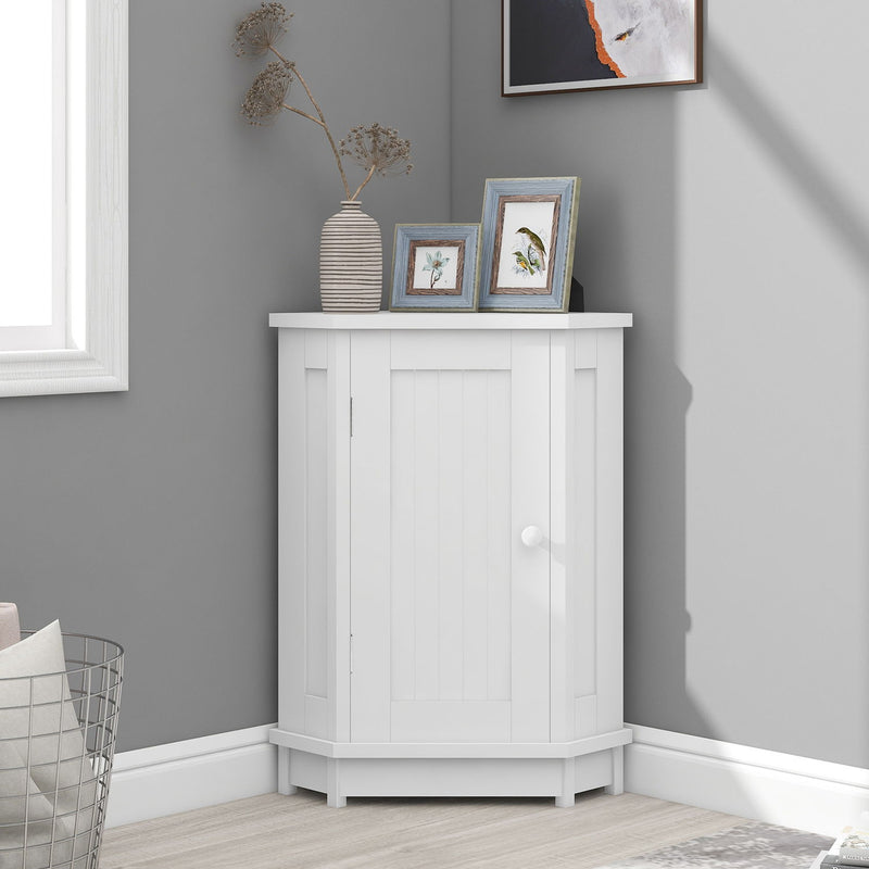 Bathroom Cabinet Triangle Corner Storage Cabinet With Adjustable Shelf Modern Style