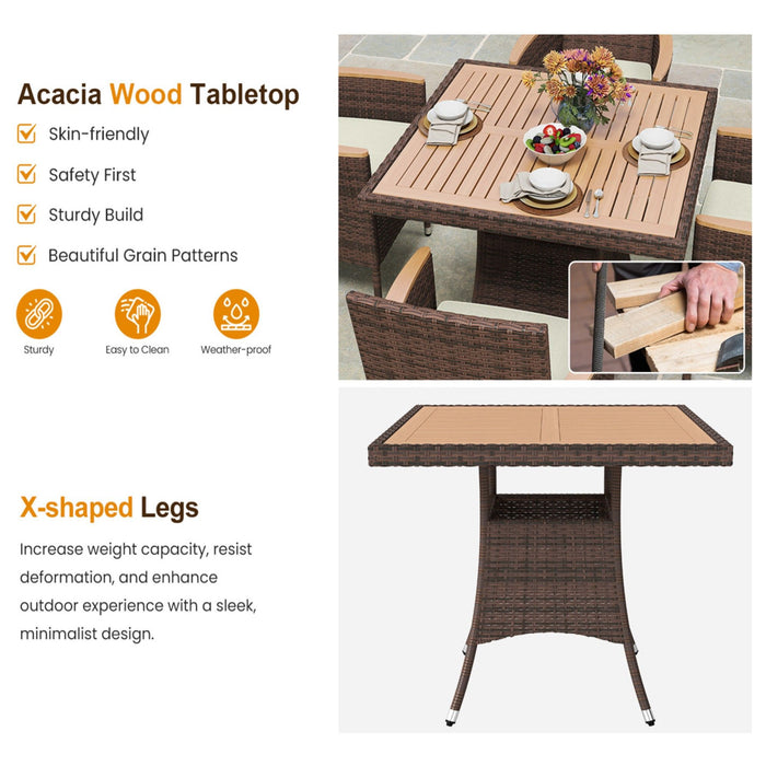 All-Weather Square Rattan Patio Dining Table