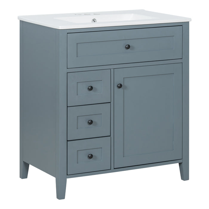 Bathroom Vanity With Sink, 3 Drawers And Adjustable Shelf, Freestanding Storage Unit