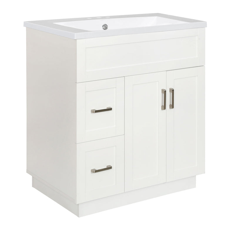 Bathroom Vanity With 2 Doors, 2 Drawers, Adjustable Shelf, Hidden Slides & Soft Close Hinges