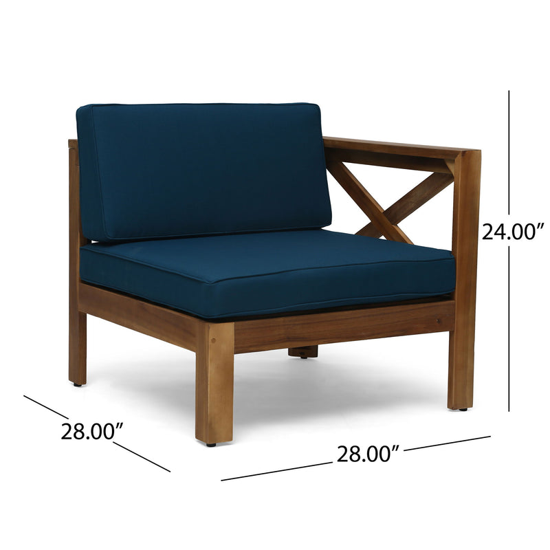 Radiat 5 Piece Outdoor L Shaped Sof Set With Coffee Table And Water Resistant Cushions - Teak