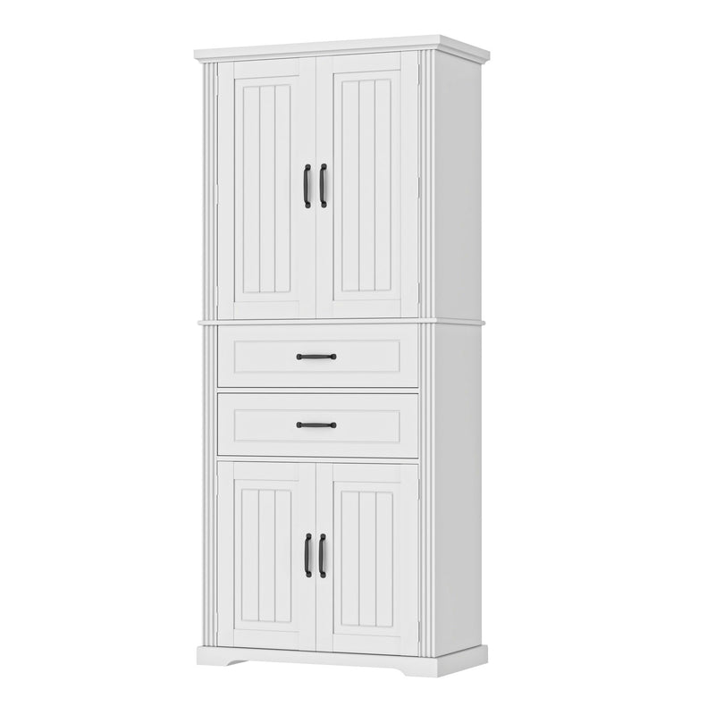 Storage Cabinet With Adjustable Shelves, 2 Drawers, Doors