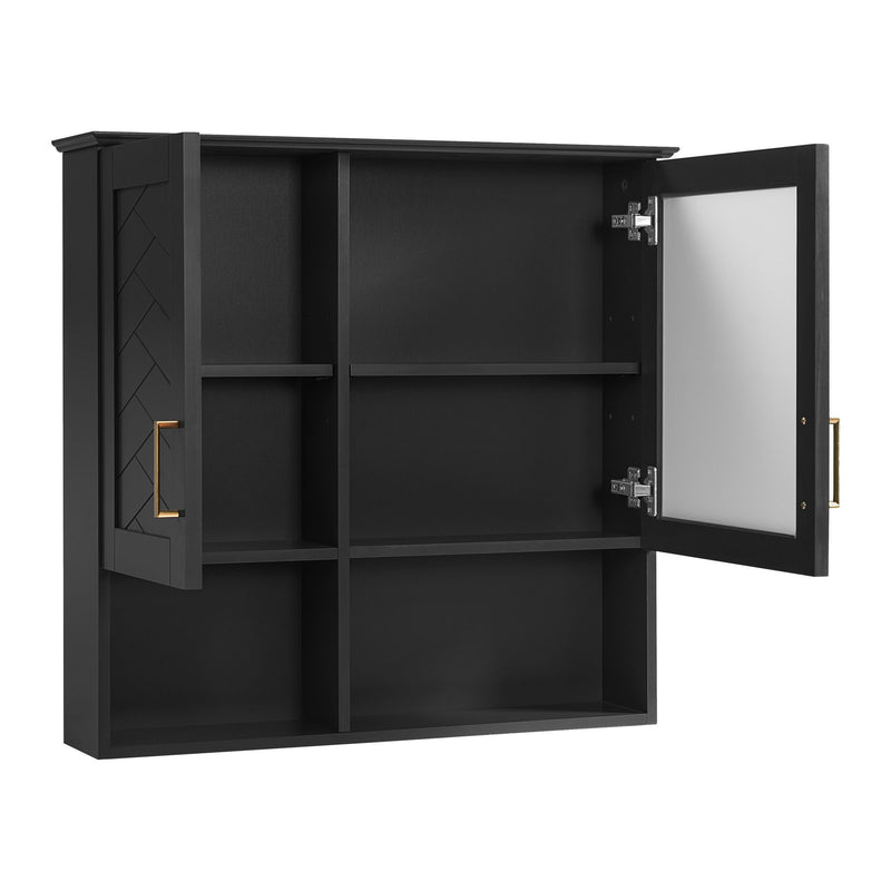 2 In 1 Wall-Mounted Mirror Cabinet With Adjustable Shelves, Soft-Close Doors, High-Definition Mirror & Storage