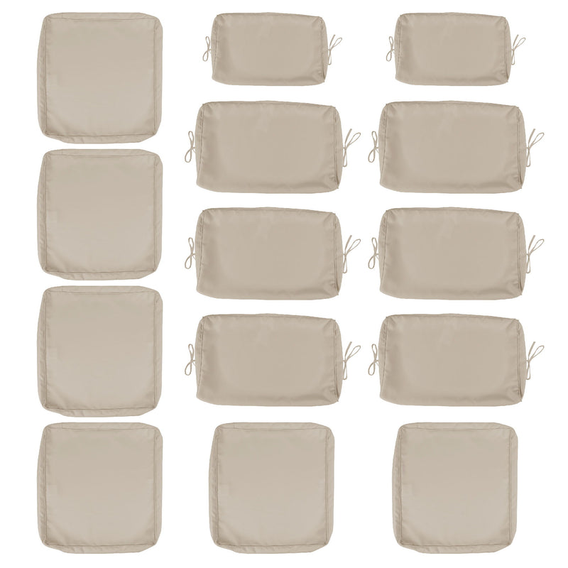 Cushion Covers For 7 Piece Wicker Sectional Sofa, 14 Pack Seat And Back Slipcovers With Zipper