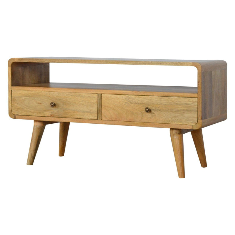 Solid Wood Curved Media Unit
