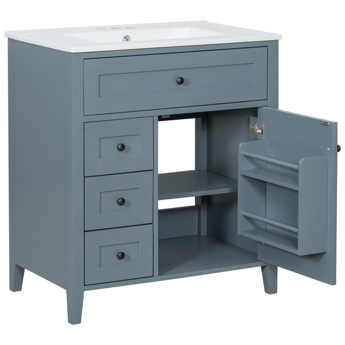 Bathroom Vanity With Sink, 3 Drawers And Adjustable Shelf, Freestanding Storage Unit