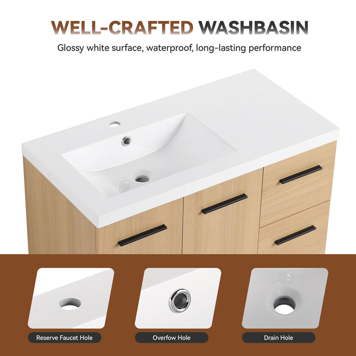 Wall Mounted Floating Bathroom Vanity With Sink, Door & Drawers Modular Cabinet