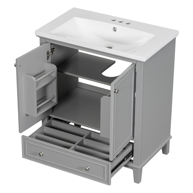 Modern Bathroom Vanity With Sink Combo, Multi Functional Cabinet With Doors And Drawer