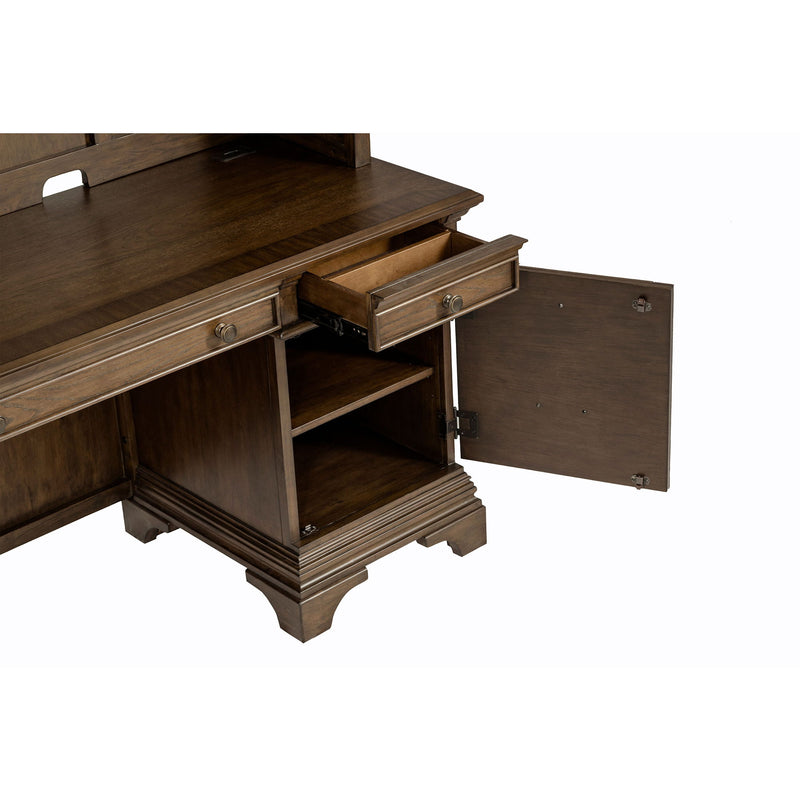 Stigham - 5 Drawer Credenza With Hutch - Oak