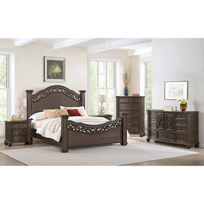 Brunswick Bedroom Set with 2 Nightstands in Mahogany