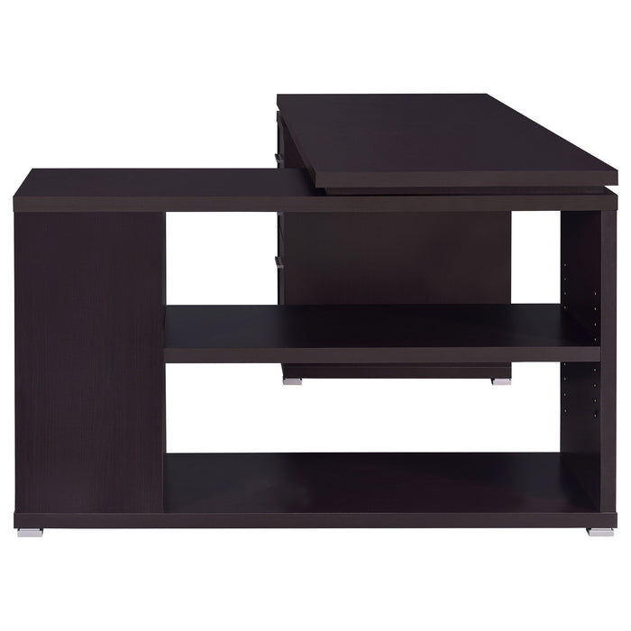 Tona - L-Shape Computer Desk With 3 Drawers And 5 Shelves