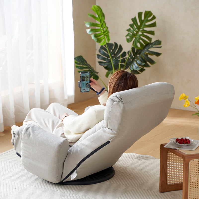 Adjustable Swivel Lounge Chair With 360 Degree Rotating Seat And Headrest Support