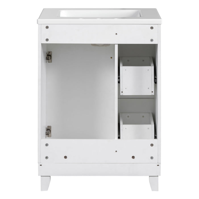 Transitional Style Bathroom Vanity Cabinet With Ceramic Sink