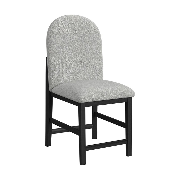 Portland Round Back Counter Stool with Grey Fabric in Black (2 Per Carton)