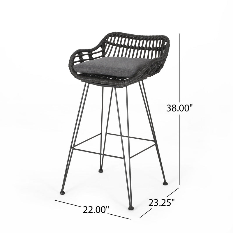 Outdoor Rattan Bar Chair With Metal Legs