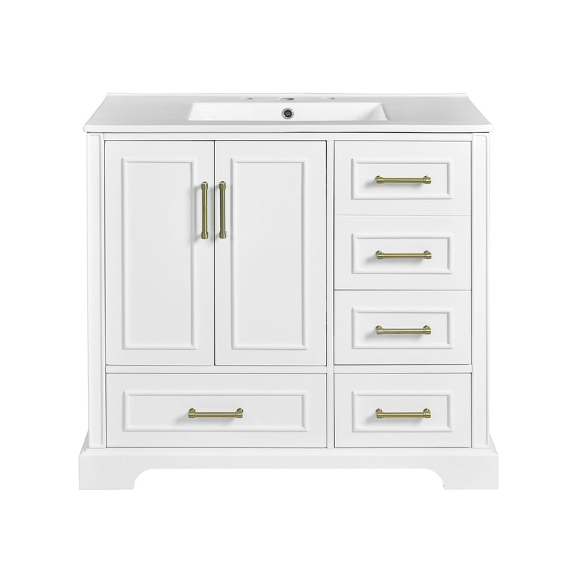 Traditional Bathroom Vanity With Soft Close Doors And Drawers