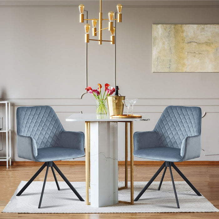 Modern Desk Chair No Wheel, Ergonomic Office Chair Home Office Upholstered Chair, Computer Chair For Bedroom, Reception Room, Living Room With Metal Legs - Blue