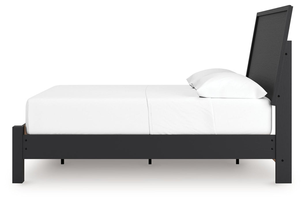 Danziar - Full Panel Bed With Low Footboard - Black
