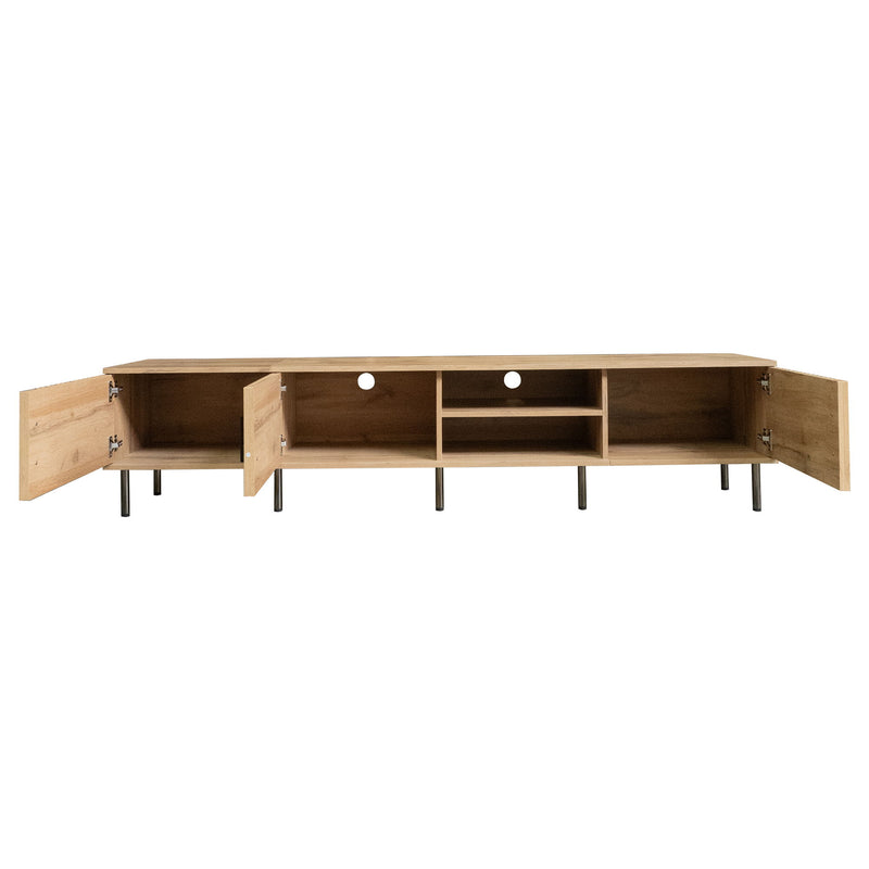78" TV Stand For TVs Up To 85" With Closed Storage, Living Room Entertainment Center - Natural Wood