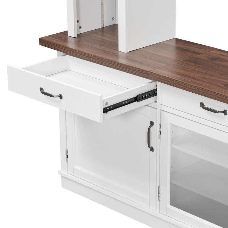 Extra Long TV Stand With 7 Color LED Lights, Adjustable Shelves & Storage Cabinets