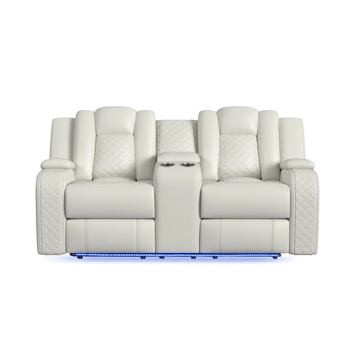 Carlo Power Motion Loveseat with Power Headrest, Console and LED