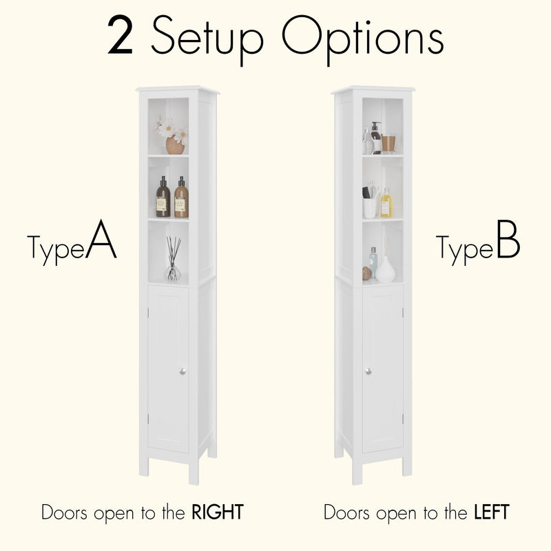 Slim Tall Bathroom Storage Cabinet With Adjustable Shelves, Anti Tip Freestanding Cabinet - White