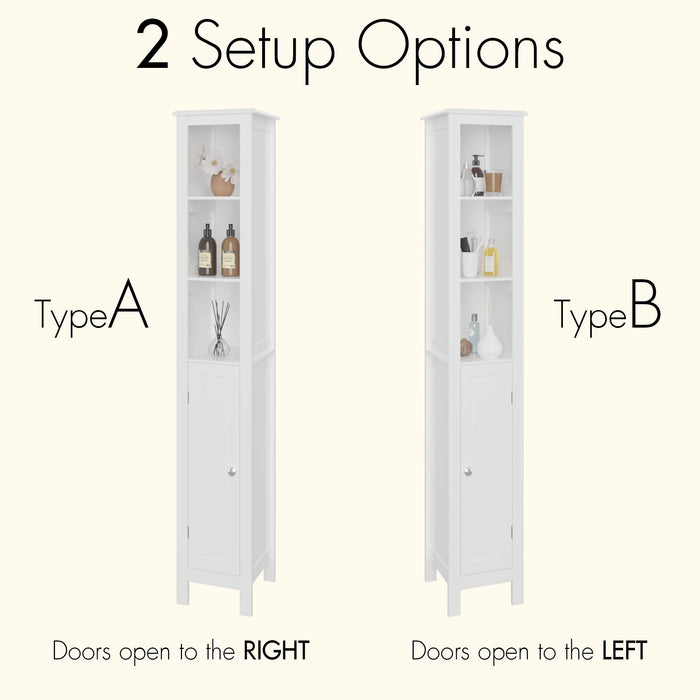 Slim Tall Bathroom Storage Cabinet With Adjustable Shelves, Anti Tip Freestanding Cabinet - White