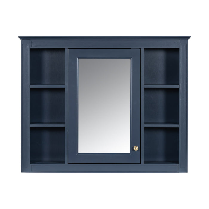 Bathroom Vanity With Mirror Cabinet, Single Sink With 2 Soft Closing Doors And 4 Drawers