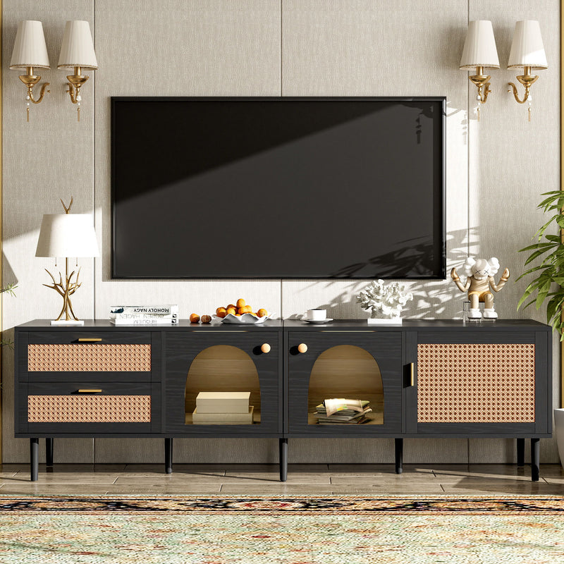 TV Stand With App-Controlled LED Lights, 2 Drawers & Door Storage