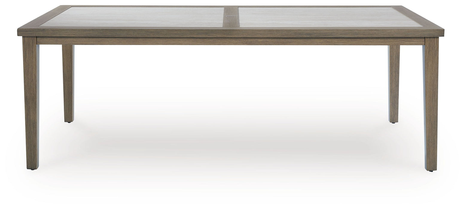 Rainier Ranch - Rectangle Dining Table With Umbrella Option - Brown / Beige