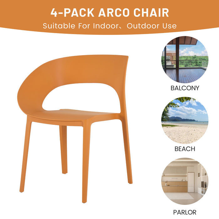 4 Piece Set Of Modern Designed Single Chairs With Long Table