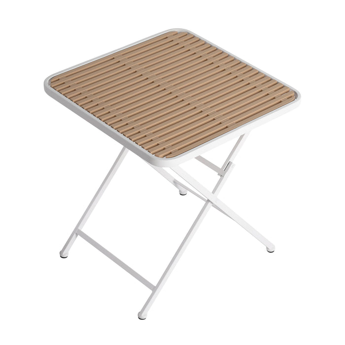 4 Piece Set Of Color Block Designed Single Chairs, Folding Square Table - Haze Green / Khaki / White