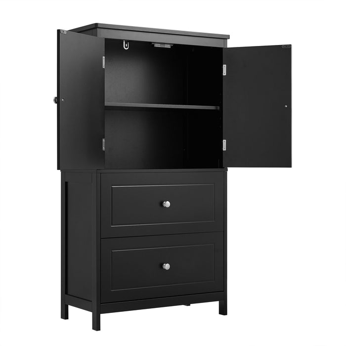 Bathroom Storage Cabinet With 2 Doors And Drawers, Adjustable Shelf