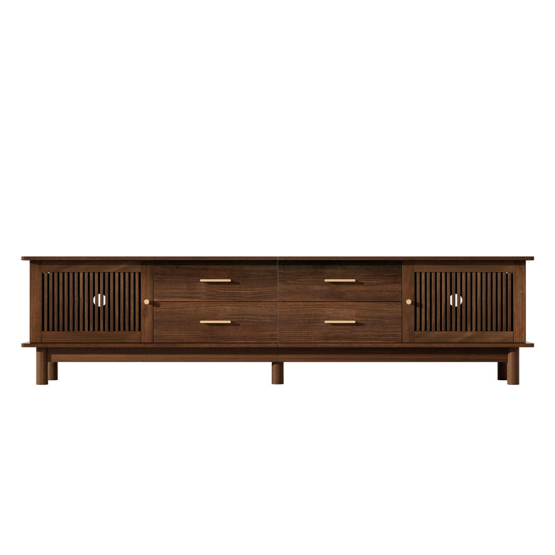TV Stand For 85" TVs, 4 Smooth Glide Drawers - Walnut